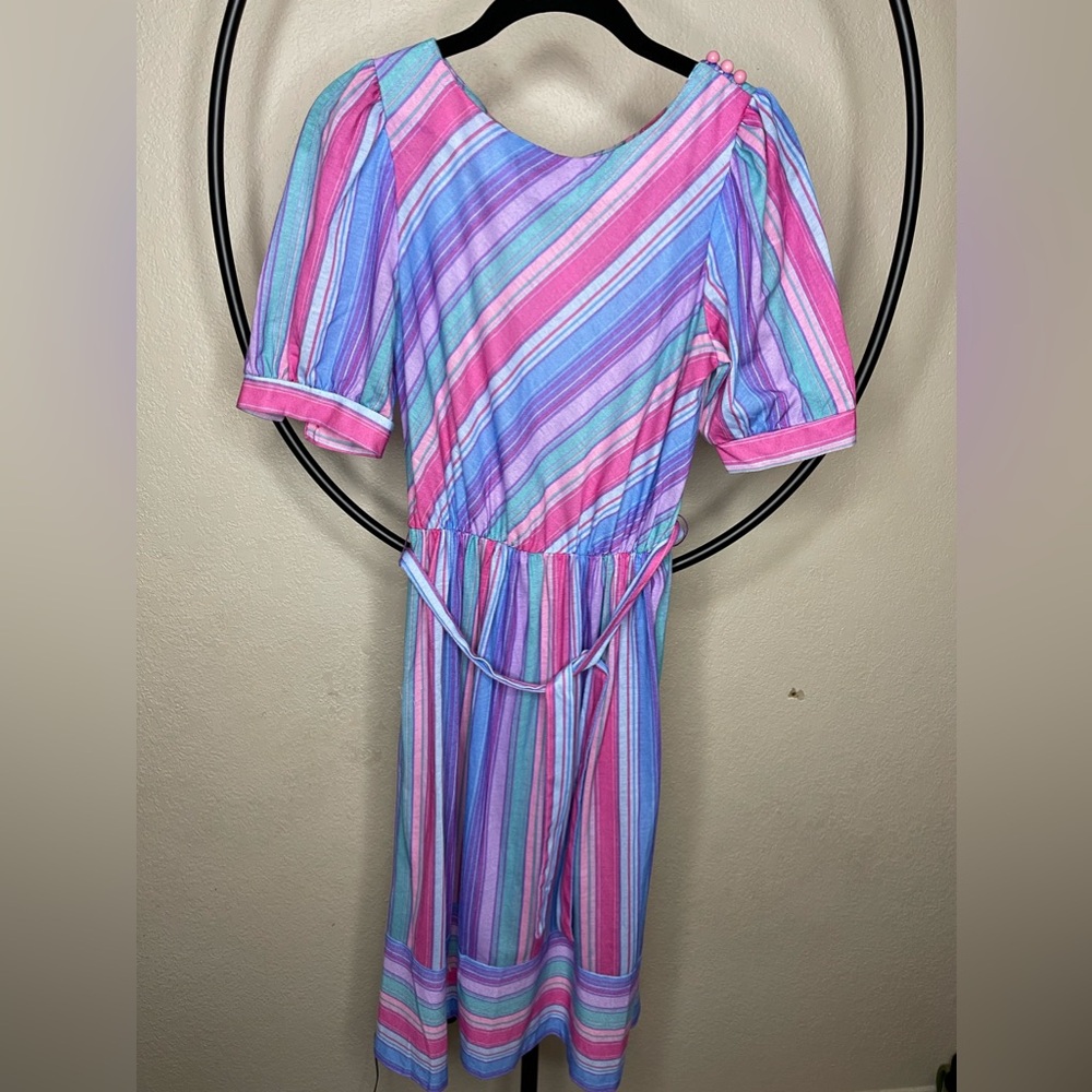 1980’s Pink blue purple striped dress.
